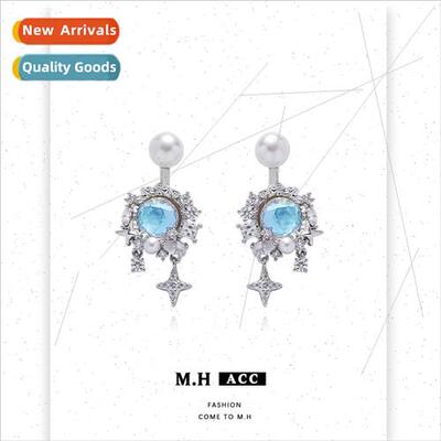 Starburst moonstone pearl earrings female cool sense delicat