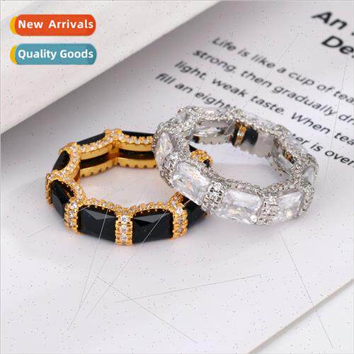 Europe Vintage Onyx Ring wh Diamonds Women che Fashion Gemst