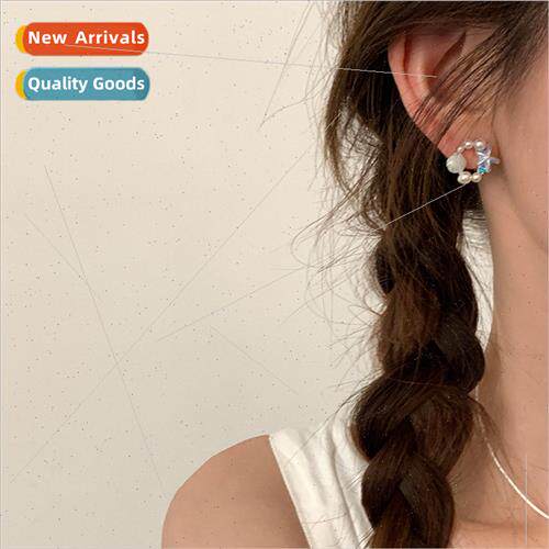 New shell starfish pearl earrings female niche retro simple