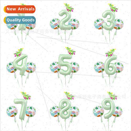 Cartoon fire-breathing dragon olive green digal balloon pack