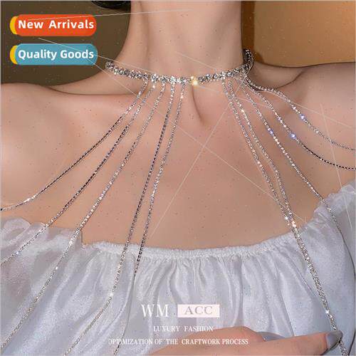 Diamonds super glter tassel long necklace Spicy girl collarb