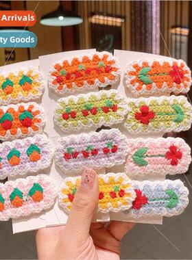 girls children hair clips color blocking daisy cherry flower