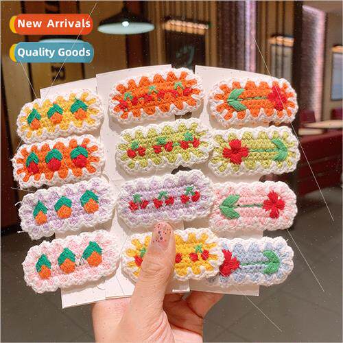 girls children hair clips color blocking daisy cherry flower