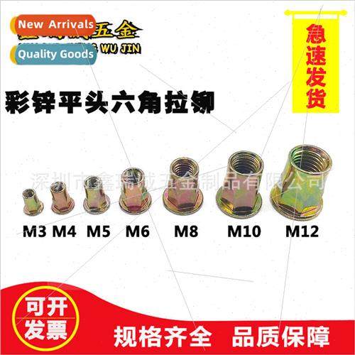 Color zinc hexagonal rivet nuts M3M4M5M6M8M10M12 flat head r