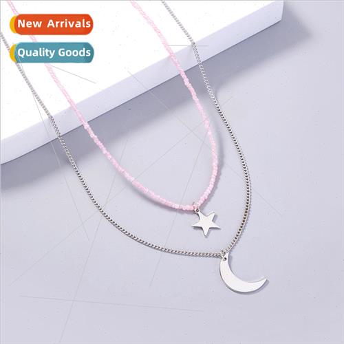 bohemian pink rice beads beads double layer stacked star moo