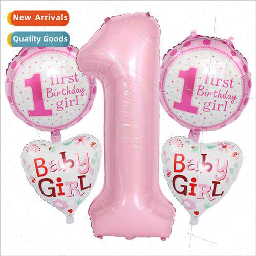 4 18 inch balls+40 inch figures 1 baby 1 year old birthday t