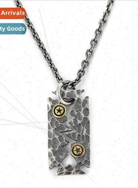 Morgan blade necklace men tide retro hundred hammered pendan