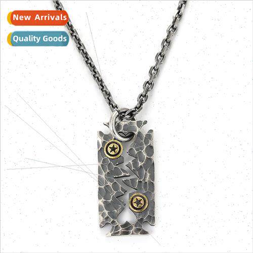 Morgan blade necklace men tide retro hundred hammered pendan