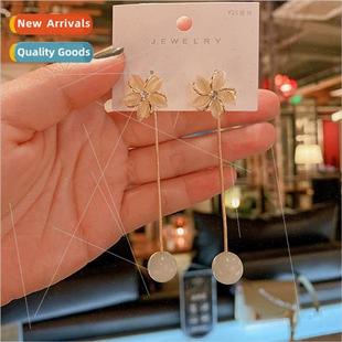 925 silver needle long French earrings two wear flowers cat