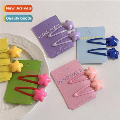 Korea dopamine cream candy color star bb clip hair clip side