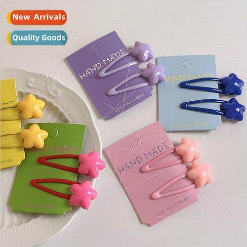 Korea dopamine cream candy color star bb clip hair clip side