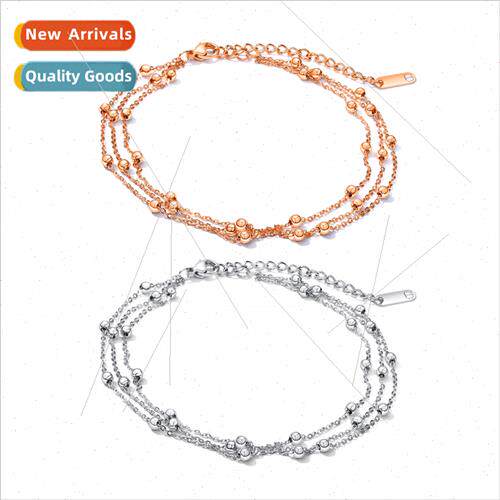 Korea Mori tide girlfriends round beads multi-layer anklet t