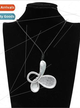 Europe Women Irregular Butterfly Pendant Long Leather String