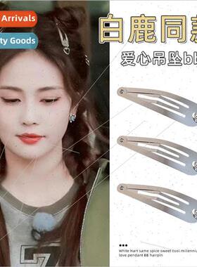 y2k love heart metal hair clips cute girl side bb girls ehea