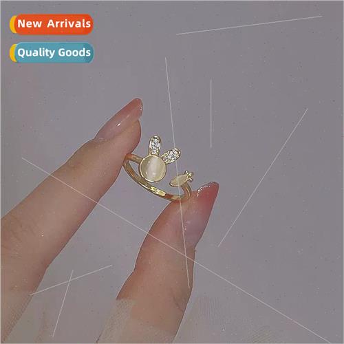 Cat eye stone cute bunny ring women niche index finger ring