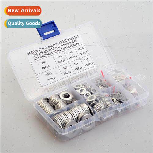 650pcs M2M2.5M3M4M5M6M8M10 Boxed 304 Flat Washers Combinatio