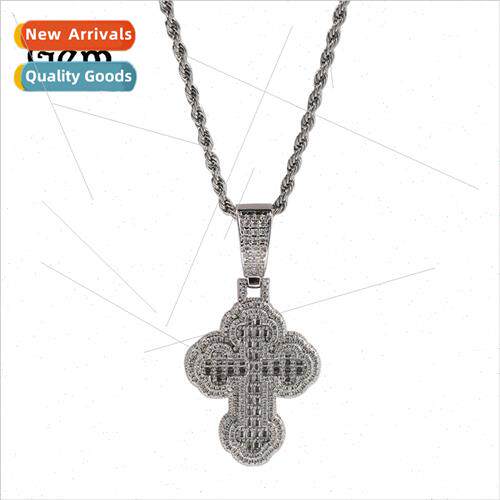 Hip Hop Cloud Cross Pendant Necklace Copper with Zirconia  F