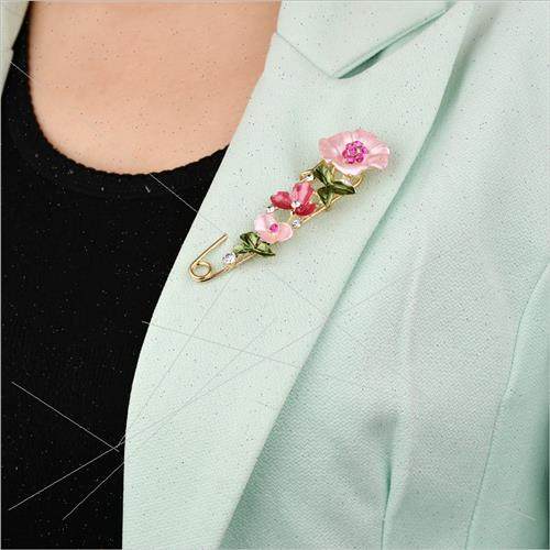 Europe new flowers rhinestone painting oil pins fashion ladi
