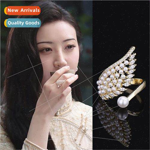 New sto g sweet pearl wing ring female ins tide index finger