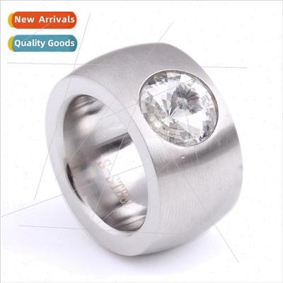 Europe Hundred Jewelry 14MM Stainless Steel Men Diamond Ring
