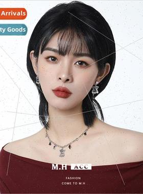 Drilling playing card elements necklace Europe delicate swea