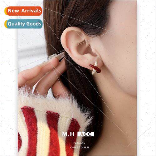 Winter cross oil drop earrings female diamond-set exquise fa