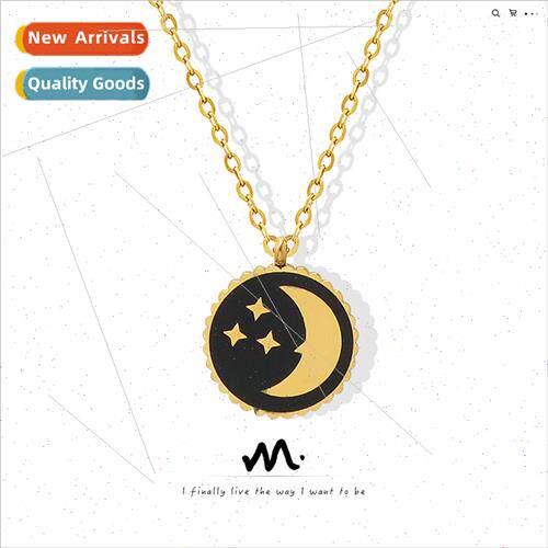 niche star moon round sign pendant necklace female tanium st
