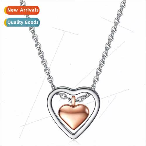 Korea ins tanium steel double heart necklace stainless steel