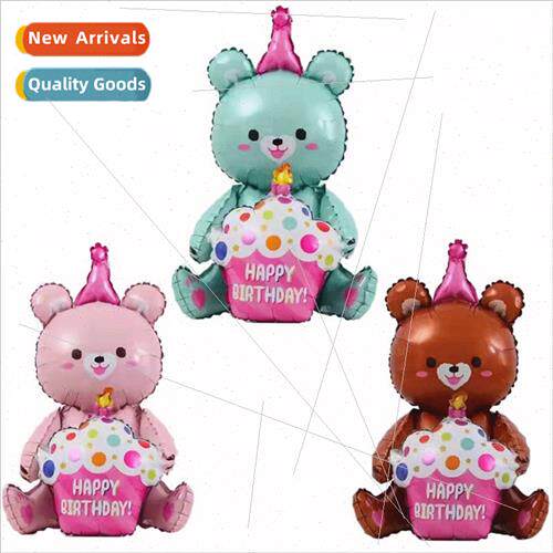 new ins4D sting standing bear hug cake balloon baby birthday