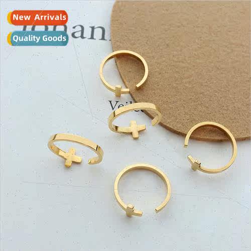 Europe ins niche cross open ring couple tanium steel plated
