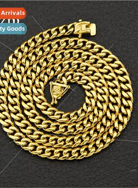 Europe Men Hip Hop Necklace Stainless Steel Colorless Platin