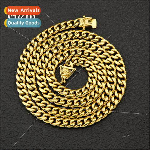 Europe Men Hip Hop Necklace Stainless Steel Colorless Platin