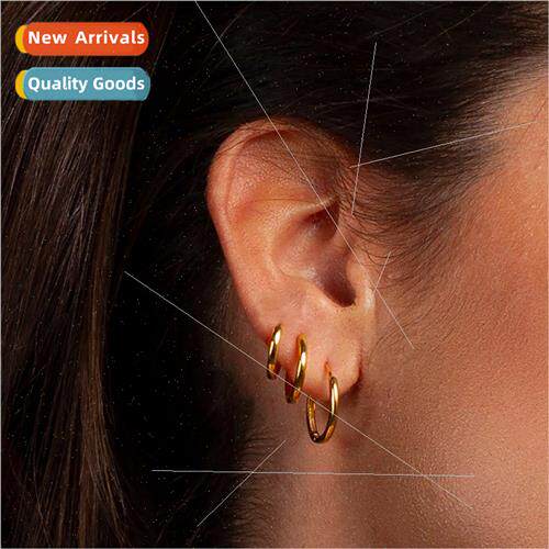 Europe Stainless circle earrings simple gold-plated earrings