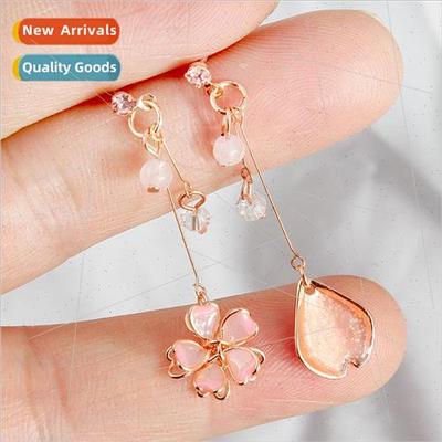 Korea fashion new asymmetric cherry blossom earrings creativ