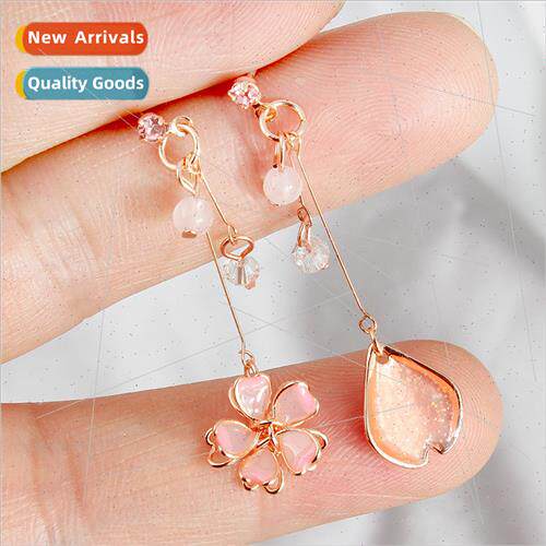 Korea fashion new asymmetric cherry blossom earrings creativ