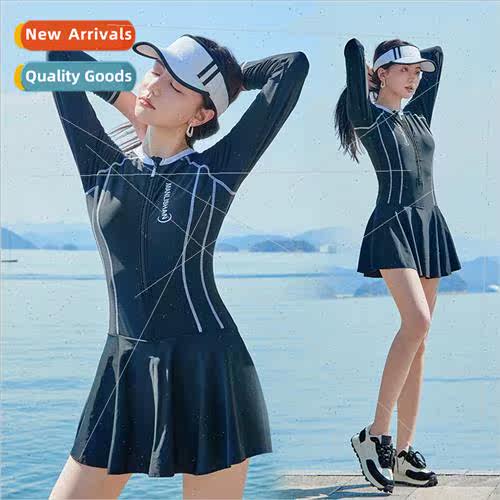 Womens swimsu diving su long-sleeved one-piece skirt type sp