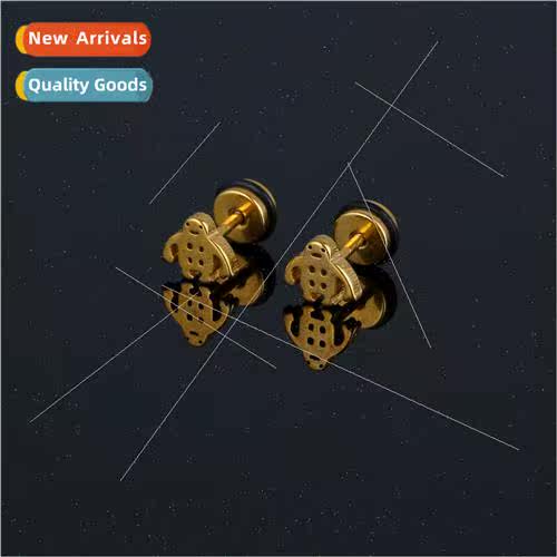 Tanium steel casting earrings creative fashion cartoon peopl