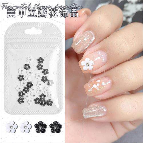 Black whe five-petal flower nail jewelry nail decorative pet
