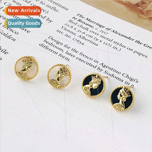 S925 silver earringsEurope niche ins queen portra drop mothe