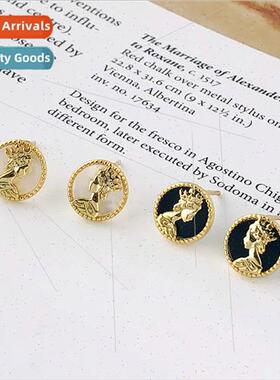 S925 silver earringsEurope niche ins queen portra drop mothe