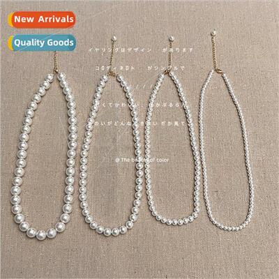 Pearl necklace French vintage simple collarbone chain 2023 n