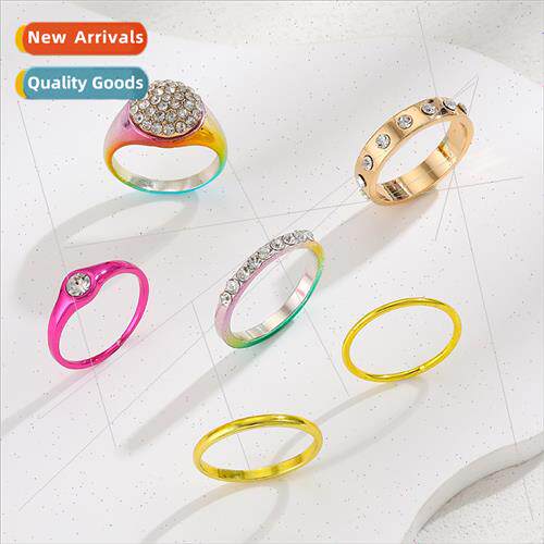 Europe ring set women ins fashion gorgeous colorful electrop