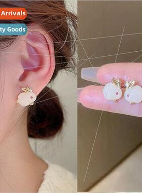 925 silver needle jade rabb earrings new tide exquise ins ni