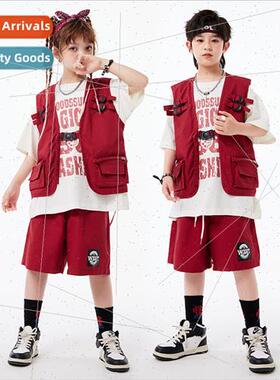 Childrens set dance tide clothing boys short-sleeved burgund