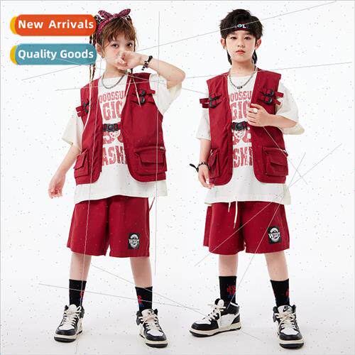 Childrens set dance tide clothing boys short-sleeved burgund