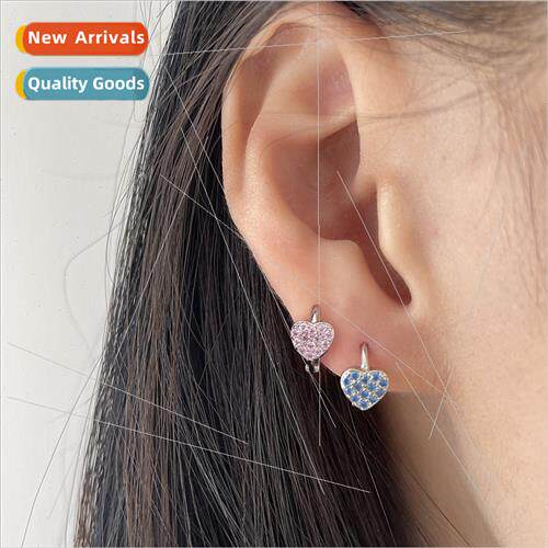 Pink full diamonds small heart earrings earrings wh sweet gi