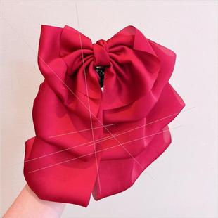 French gentle simple satin bow ribbon hair clips grip clip h