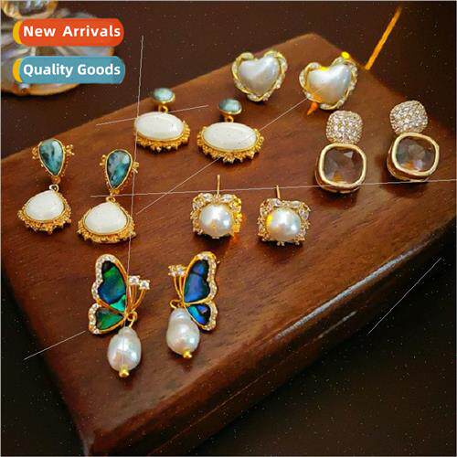 silver pin zirconia butterfly pearl earrings fashion earring