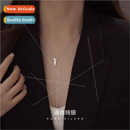 S925 silver small carrot zirconia necklace female simple cut