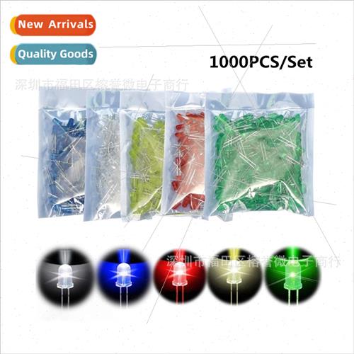 1000PCS 5MM LED Blue Green Yellow Red Whe Round Color Diode